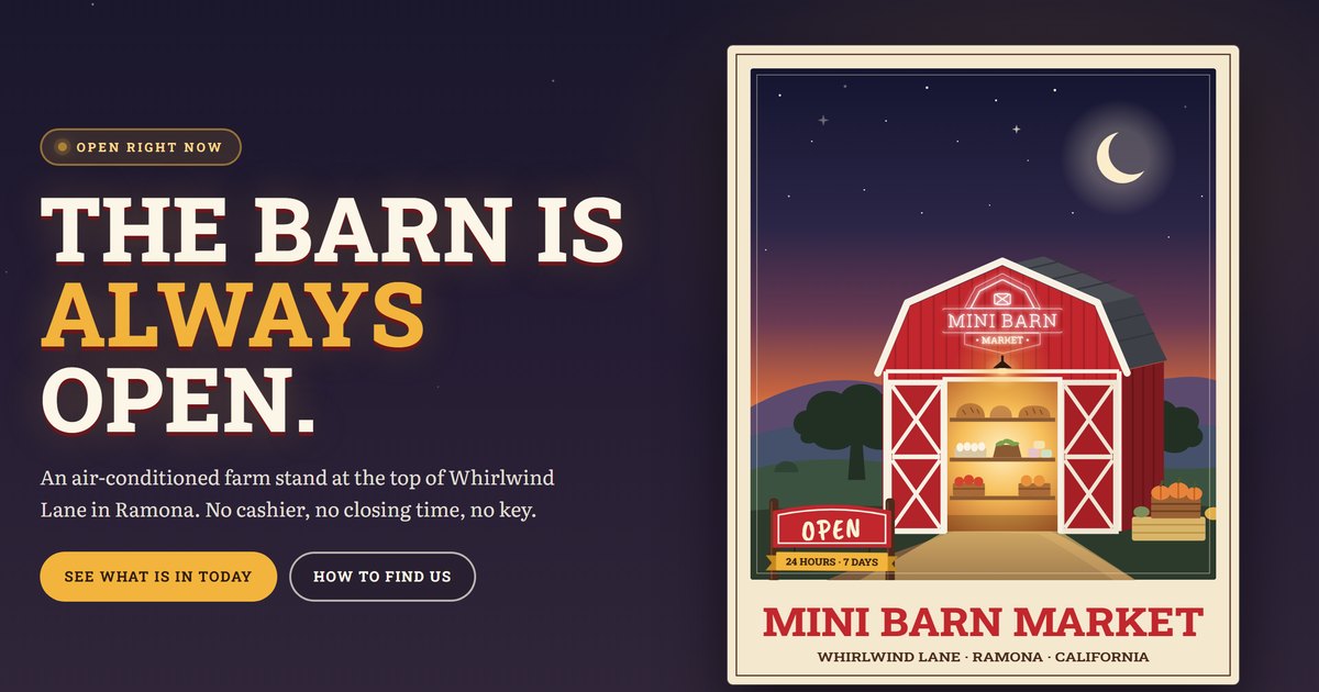 The top of the Mini Barn Market page